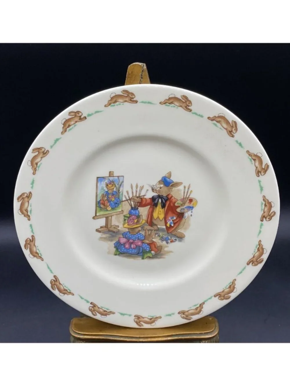 BUNNYKINS Child's Plate Royal Doulton Artist Painting a Portrait 8